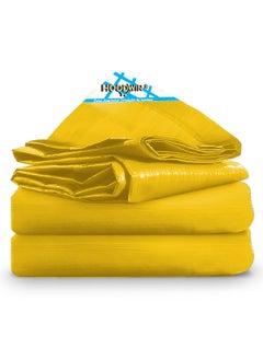 Hoodwin 120 GSM 6 Layer Heavy Duty Tarpaulin Tirpal Tadpatri Tharpai Thadika UV ResistantReinforced Eyelets Waterproof 3D Rib Technology 24FTX21FT Yellow 