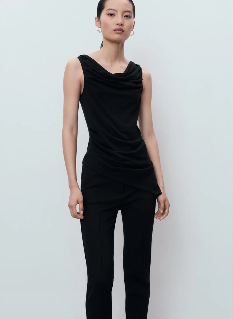 MANGO Straight mid-rise trousers