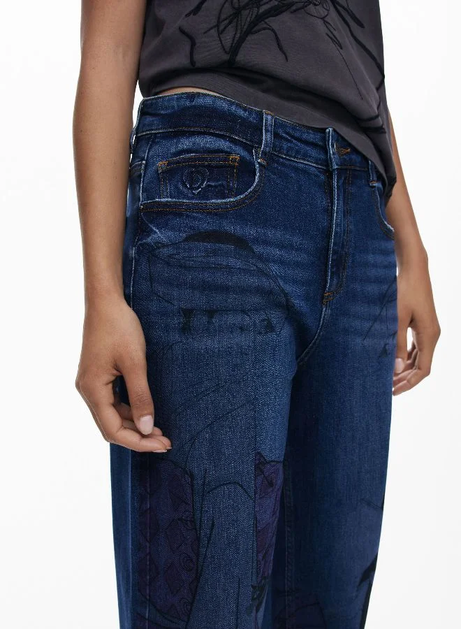 DESIGUAL Blue Boyfriend Samurai Jeans for Women | Best Price UAE