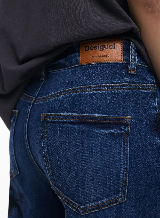 DESIGUAL Blue Boyfriend Samurai Jeans for Women | Best Price UAE
