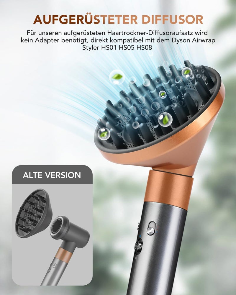 [2024 أحدث موديل] ملحق ناشر شعر محمول قابل للتحويل إلى مجفف شعر متوافق مع Dyson Airwrap HS05، HS03، HS01 أصفر - Image 2