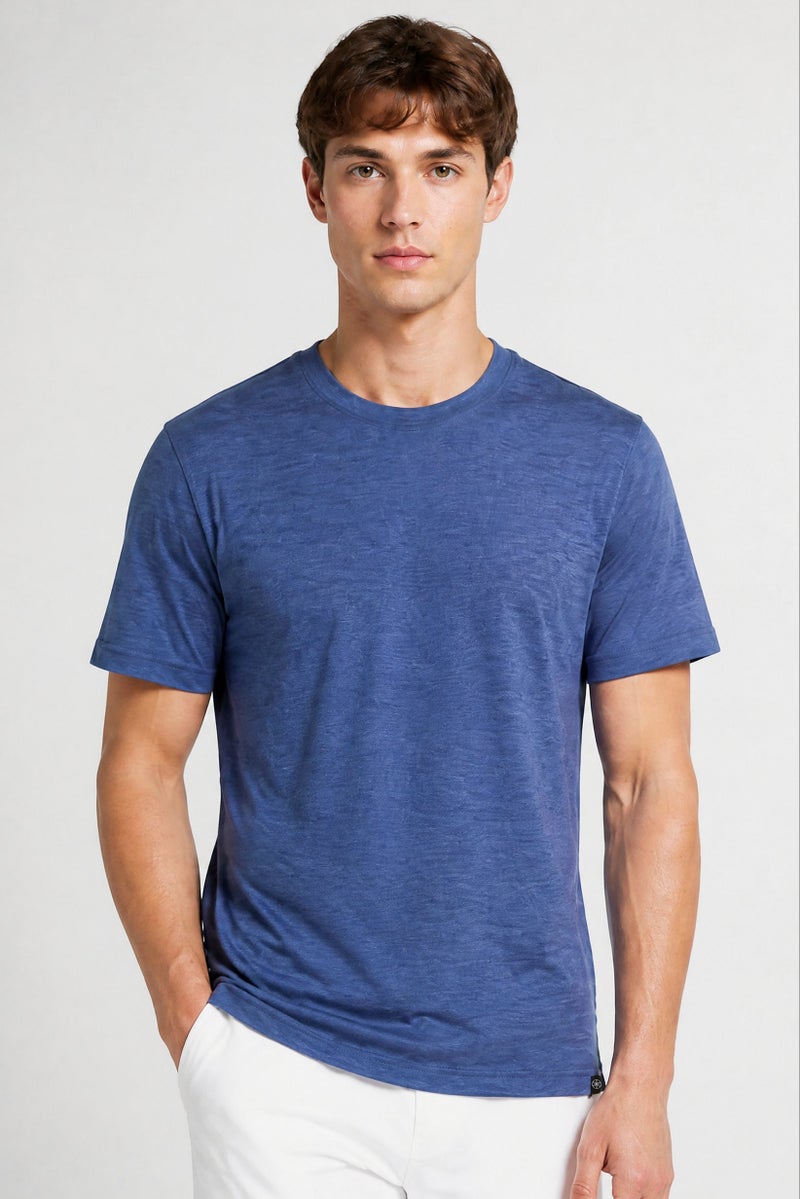 Gaiam Men Slim Fit Short Sleeve Training T-Shirt, Navy Heather - Image 1