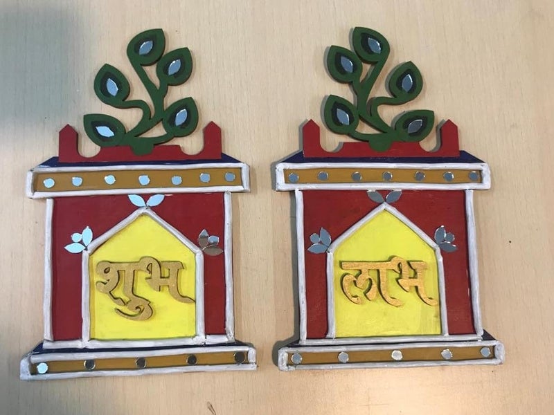 The brown boxUnique handmade Shubh labh for Door entranceDoor hangingSide toranLippan art decorMud mirror decorDiwali decorFestival decor