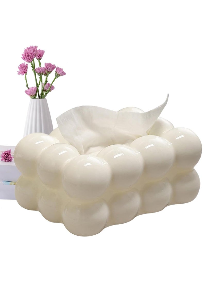Generic - Bubbles White Tissue Box for Living Room, Cute Slim Lightweight Home Storage Box for Coffee Table, Creative Flexible Paper Box - Tissue Box for Hallway - Tissue Box Dispenser for Facial Tissues, Cloth Napkins, Dryer Papers - Protective Cover for Bathroom, Desks, Countertops, Vanity, Bedroom, Lampposts - Organizer for Bathroom, Bedroom, Office - Tissue Holder for Holding Facial Tissues in Bathroom, Living Room, Bedroom - Decorative Tissue Box - Pull Tissue Box - Office Tissue Box - Decorative Tissue Box - Image 1