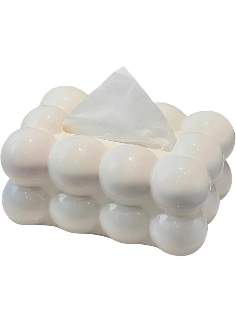 Generic - Bubbles White Tissue Box for Living Room, Cute Slim Lightweight Home Storage Box for Coffee Table, Creative Flexible Paper Box - Tissue Box for Hallway - Tissue Box Dispenser for Facial Tissues, Cloth Napkins, Dryer Papers - Protective Cover for Bathroom, Desks, Countertops, Vanity, Bedroom, Lampposts - Organizer for Bathroom, Bedroom, Office - Tissue Holder for Holding Facial Tissues in Bathroom, Living Room, Bedroom - Decorative Tissue Box - Pull Tissue Box - Office Tissue Box - Decorative Tissue Box - Image 1