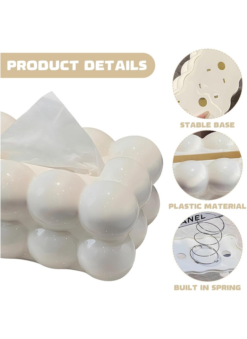 Generic - Bubbles White Tissue Box for Living Room, Cute Slim Lightweight Home Storage Box for Coffee Table, Creative Flexible Paper Box - Tissue Box for Hallway - Tissue Box Dispenser for Facial Tissues, Cloth Napkins, Dryer Papers - Protective Cover for Bathroom, Desks, Countertops, Vanity, Bedroom, Lampposts - Organizer for Bathroom, Bedroom, Office - Tissue Holder for Holding Facial Tissues in Bathroom, Living Room, Bedroom - Decorative Tissue Box - Pull Tissue Box - Office Tissue Box - Decorative Tissue Box - Image 1