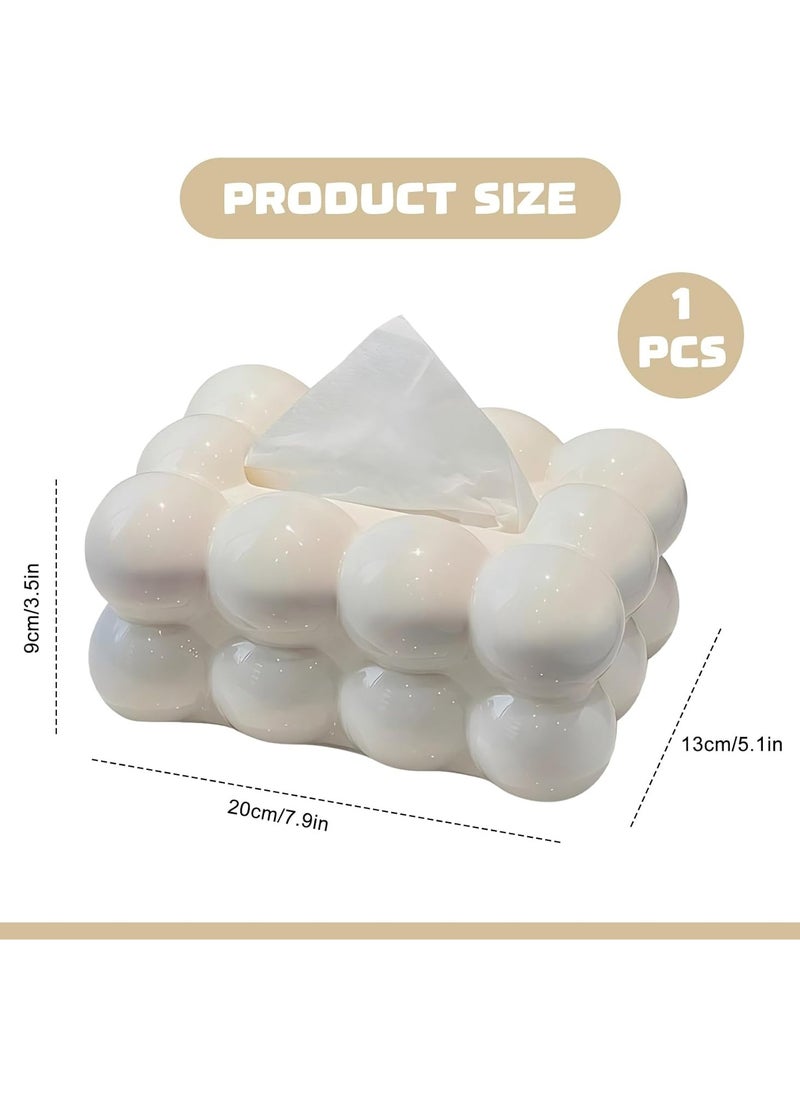 Generic - Bubbles White Tissue Box for Living Room, Cute Slim Lightweight Home Storage Box for Coffee Table, Creative Flexible Paper Box - Tissue Box for Hallway - Tissue Box Dispenser for Facial Tissues, Cloth Napkins, Dryer Papers - Protective Cover for Bathroom, Desks, Countertops, Vanity, Bedroom, Lampposts - Organizer for Bathroom, Bedroom, Office - Tissue Holder for Holding Facial Tissues in Bathroom, Living Room, Bedroom - Decorative Tissue Box - Pull Tissue Box - Office Tissue Box - Decorative Tissue Box - Image 1