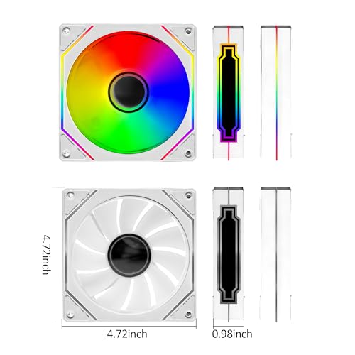 PANO-MOUNTS 120mm Infinity Mirror Addressable RGB PWM PC Cooling Fans - White 3-Pack, 800-1600 RPM, 5V 3-Pin ARGB & 12V 4-Pin for Computer Case/CPU Cooler Radiator - Image 3