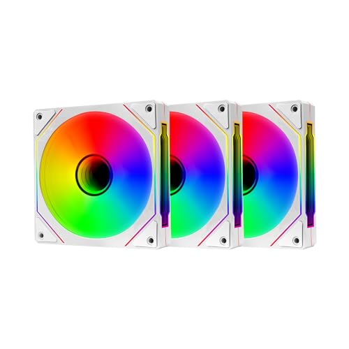 PANO-MOUNTS 120mm Infinity Mirror Addressable RGB PWM PC Cooling Fans - White 3-Pack, 800-1600 RPM, 5V 3-Pin ARGB & 12V 4-Pin for Computer Case/CPU Cooler Radiator - Image 1