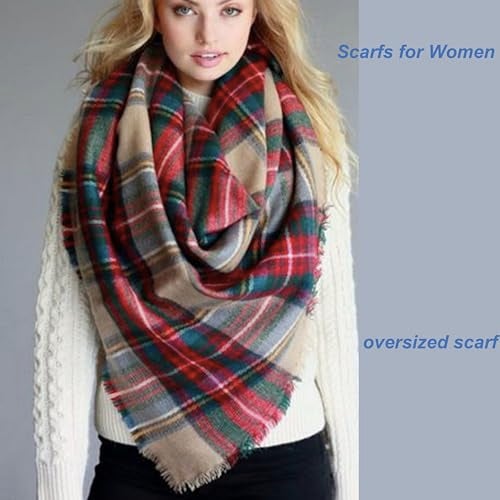 Neal LINK Women's Cozy Tartan Scarf Wrap Shawl Neck Stole Warm Plaid Checked Pashmina - Image 4