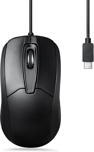 Perixx PERIMICE209C USB Type C Wired Optical Mouse 59 Ft Cable 1000 DPI Black 11994 - Image 1