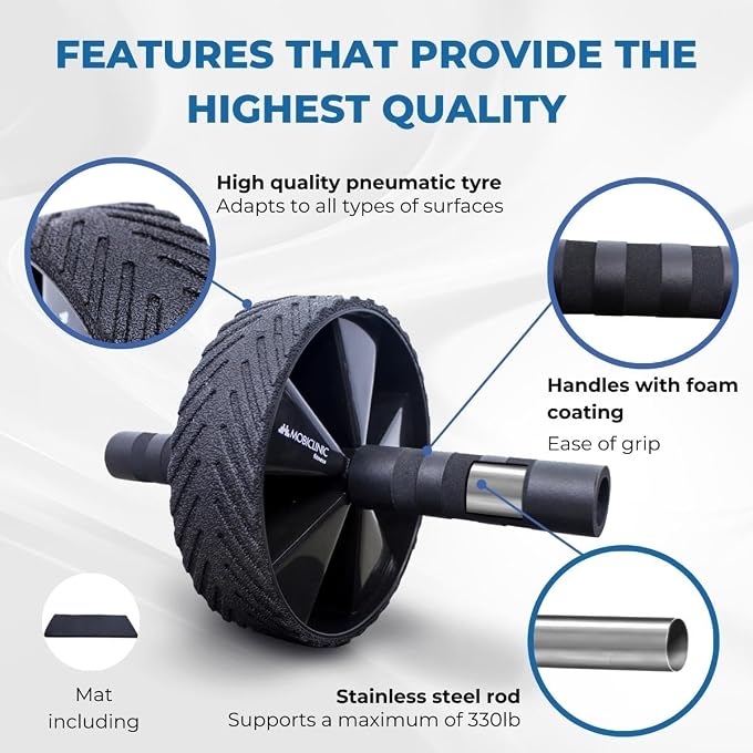 , Ab Wheel Roller, Including Mat, Abdominal Exercise Set, Exercise Equipment, Knee Mat For Core Abs, Max. 150 Kg, Home Training, Abdominal Roller, Workout Equipment, For Push-Ups - Image 5