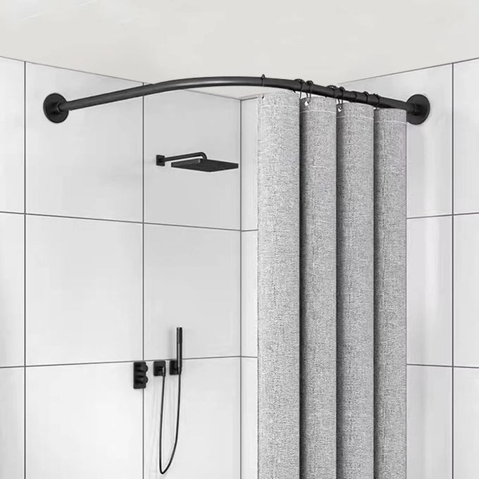 CORNER SHOWER CURTAIN ROD SHOWER CURTAIN ROD SIZE 60X60 BLACK COLOR STAINLESS STEEL SUS304 L SHAPED SHOWER CURTAIN ROD NO DRILL
