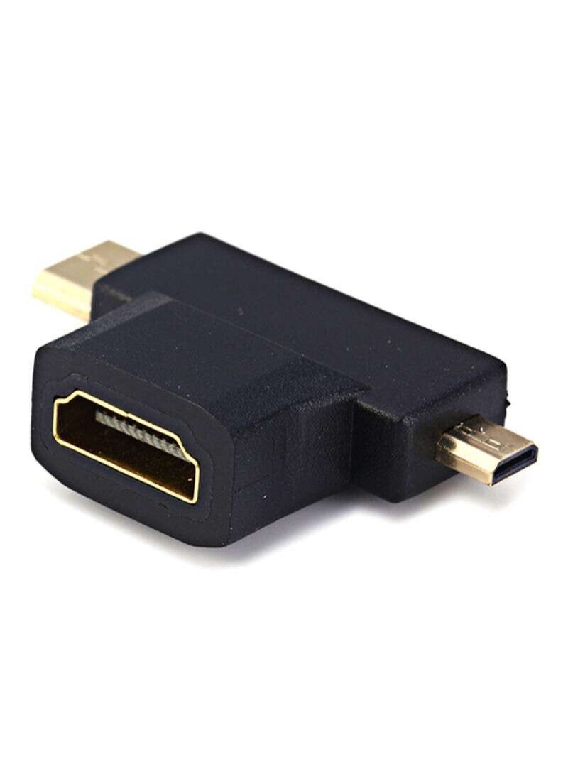 3 في 1 1080P HDMI أنثى إلى ميني مايكرو HDMI ذكر 90 درجة محول