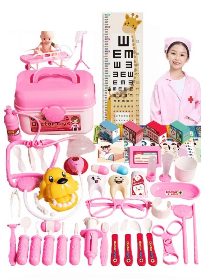 MIXDE 65-Piece Pretend Play Doctor Playsets Toys With Working Stethoscope And Coat Carry Case  - Image 1