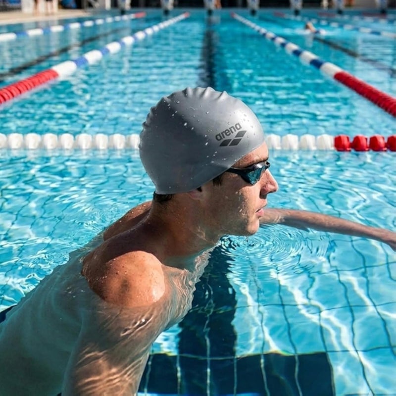 arena Swimming Cap Gray Flexible Silicone for Hair Protection