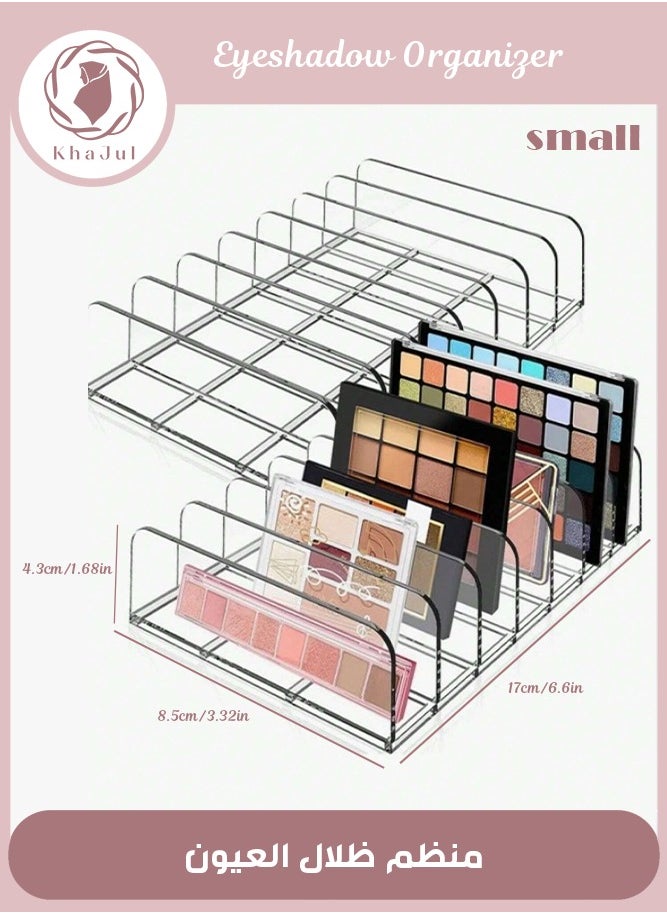 KHAJUL 2-Pieces Makeup Organizer, Eyeshadow Storage Holder, Acrylic Cosmetic Organizer for Bathroom Countertops, Cabinets, 7 Sections (Clear)  - Image 1