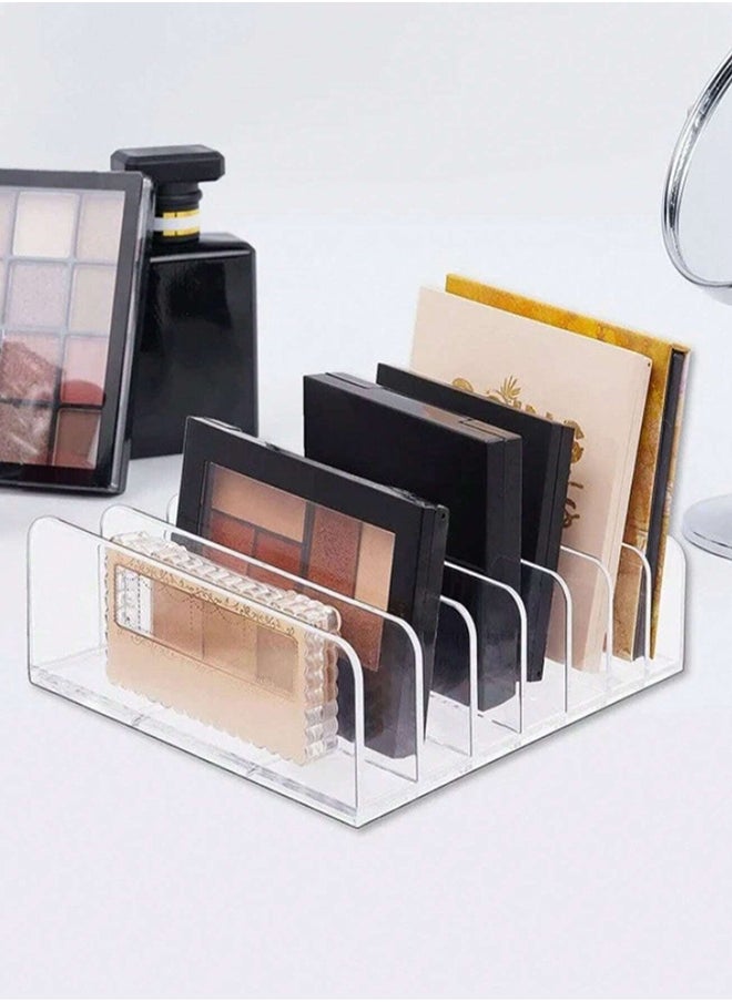 KHAJUL 2-Pieces Makeup Organizer, Eyeshadow Storage Holder, Acrylic Cosmetic Organizer for Bathroom Countertops, Cabinets, 7 Sections (Clear)  - Image 5