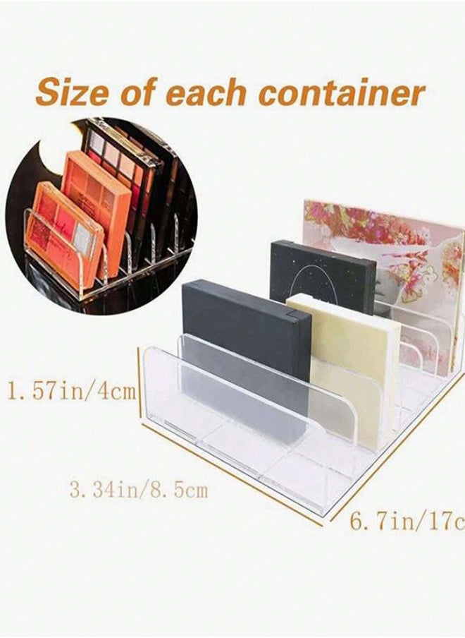 KHAJUL 2-Pieces Makeup Organizer, Eyeshadow Storage Holder, Acrylic Cosmetic Organizer for Bathroom Countertops, Cabinets, 7 Sections (Clear)  - Image 2