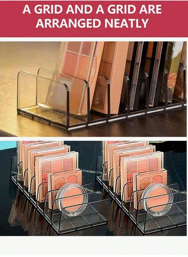 KHAJUL 2-Pieces Makeup Organizer, Eyeshadow Storage Holder, Acrylic Cosmetic Organizer for Bathroom Countertops, Cabinets, 7 Sections (Clear)  - Image 3