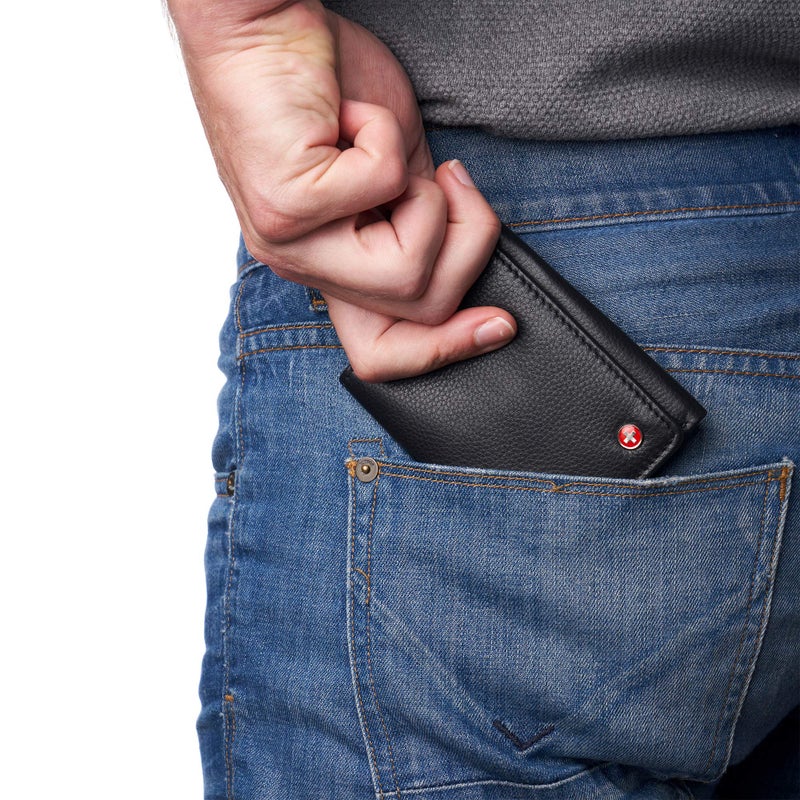 Alpine Swiss محفظة جيب ثلاثية الطيات للرجال من ألباين سويس - محفظة جلدية أصلية للرجال، تصميم نحيف مع نافذة هوية وفتحات بطاقات متعددة، محفظة جيب كلاسيكية آمنة بتقنية RFID في علبة هدايا سوداء - Image 4