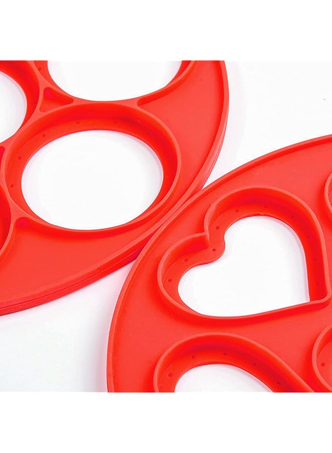 KASTWAVE Pancake Mold Maker, Silicone Non Stick Egg Ring, Baking Round And Heart Shape Omelette Mold 2 Pack - Image 2