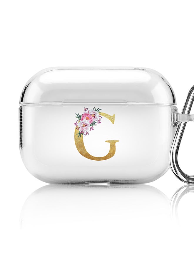 Stylizedd Classic Clear printed Case for Apple AirPods Pro 2nd Generation Thin Transparent Cover - Custom Monogram Initial Letter Floral Pattern Alphabet - G (Clear )  - Image 1