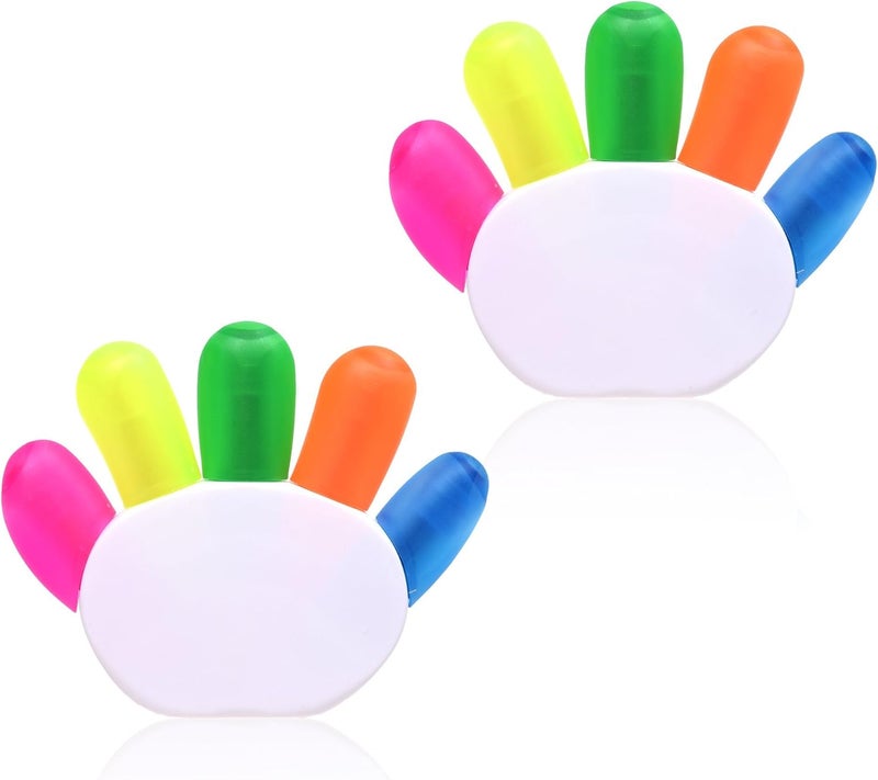 Cosmos Pack of 2 Finger Shape Highlighter Cute Fluorescent Colors Watercolor Pen Multi Colors - Image 1