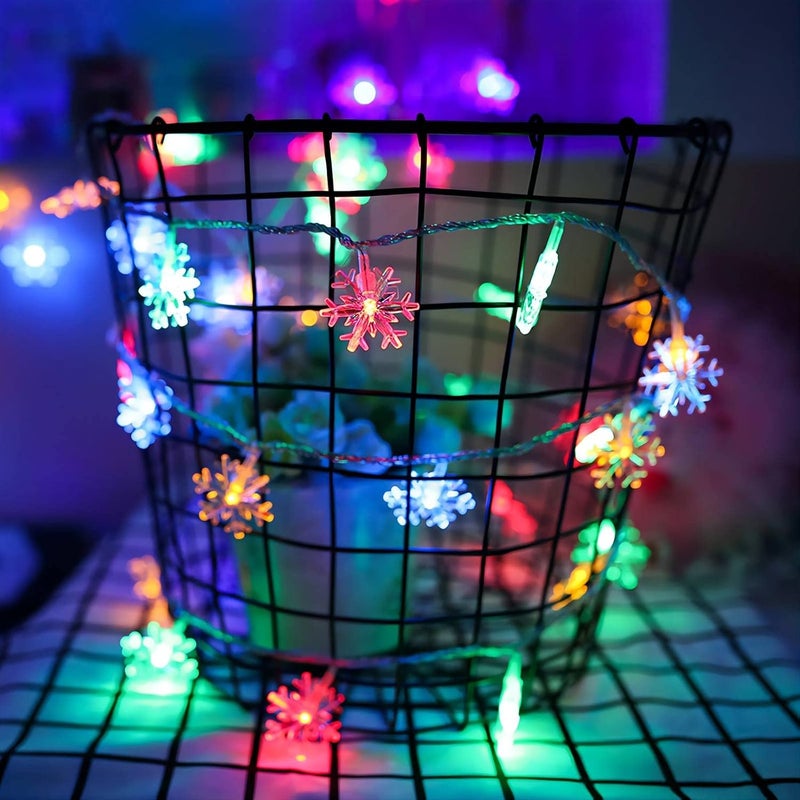 CESOF Christmas Lights Multicolor 20 FT 40 LED Multi Colored Snowflake String Lights Battery Operated Colorful Fairy Light for Bedroom Party Home Xmas Decor Christmas Tree Decorations - Image 3