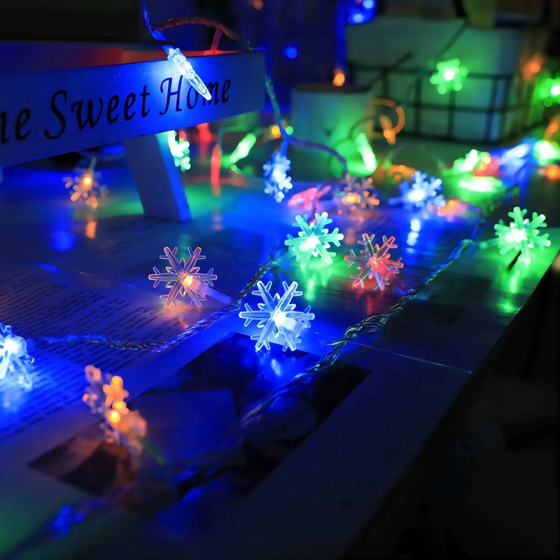 CESOF Christmas Lights Multicolor 20 FT 40 LED Multi Colored Snowflake String Lights Battery Operated Colorful Fairy Light for Bedroom Party Home Xmas Decor Christmas Tree Decorations - Image 2