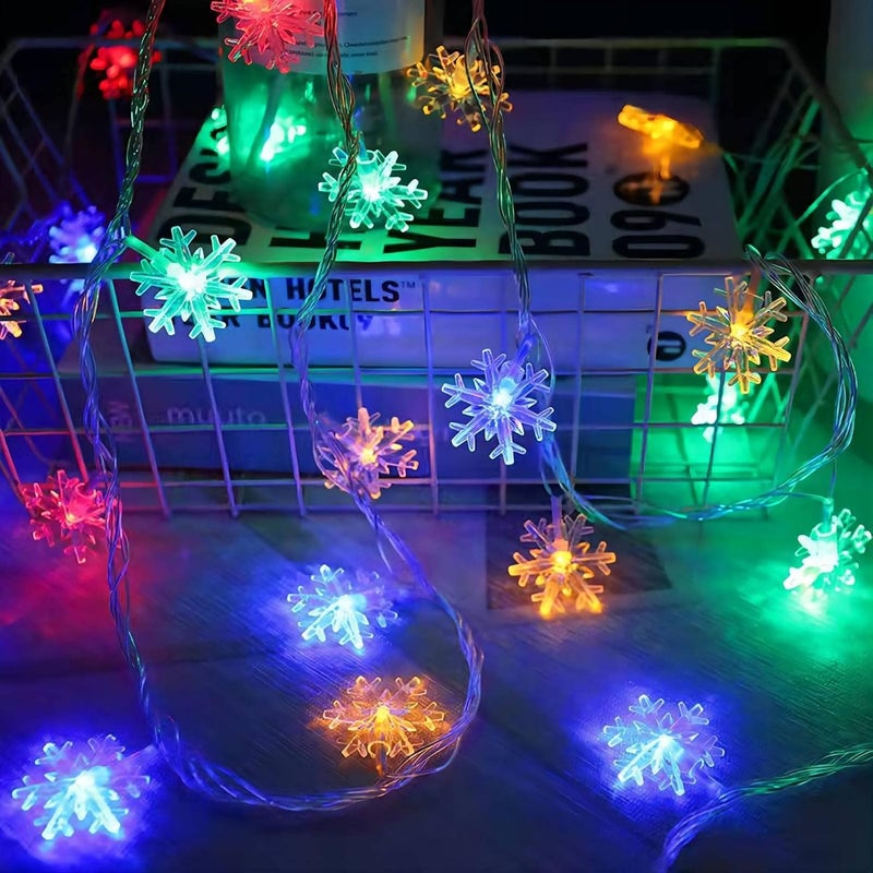 CESOF Christmas Lights Multicolor 20 FT 40 LED Multi Colored Snowflake String Lights Battery Operated Colorful Fairy Light for Bedroom Party Home Xmas Decor Christmas Tree Decorations - Image 5
