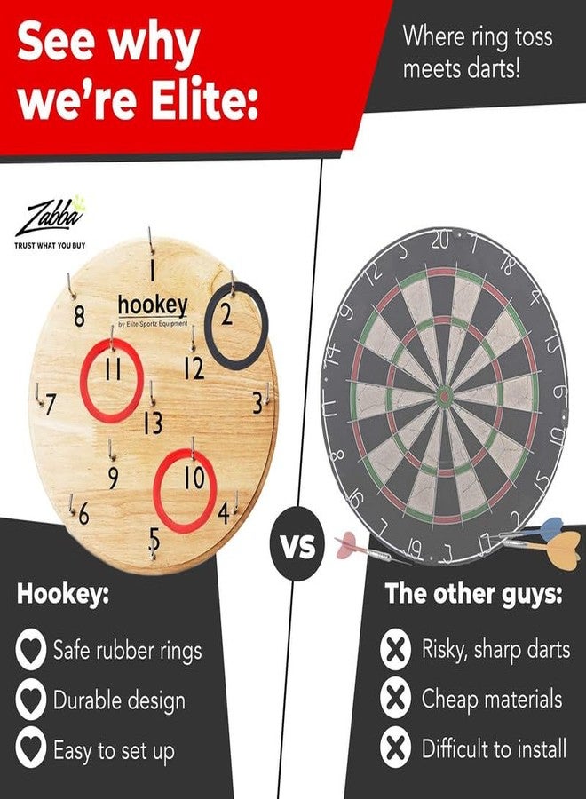 Elite Sportz Equipment Ring Toss Game | Sturdy Wooden Board Set for Kids Outdoor Games | Wall Mounted Hook and Ring Game for Yard Games & Camping Activities - Adults & Kids Picnic - Image 4