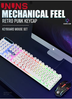 UNUNS Wired Keyboard, Retro Typewriter Keyboard With 104 Round Keys, Compact Keyboard Full Size,USB Wired Mechanical Gaming Keyboard For Mac PC Laptop Desktop Windows,White  - Image 2
