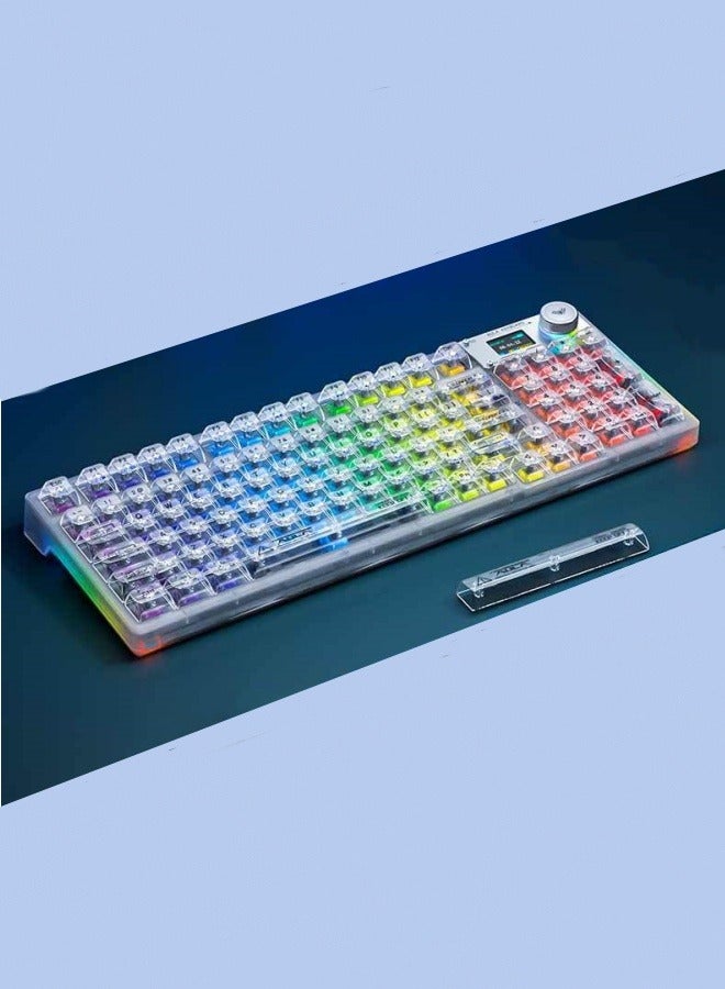 M MIAOYAN Wireless three-mode Bluetooth keyboard, transparent mechanical keyboard, gaming RGB customized Gasket hot-swappable keyboard  - Image 1