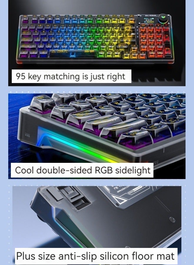 M MIAOYAN Wireless three-mode Bluetooth keyboard, transparent mechanical keyboard, gaming RGB customized Gasket hot-swappable keyboard  - Image 3