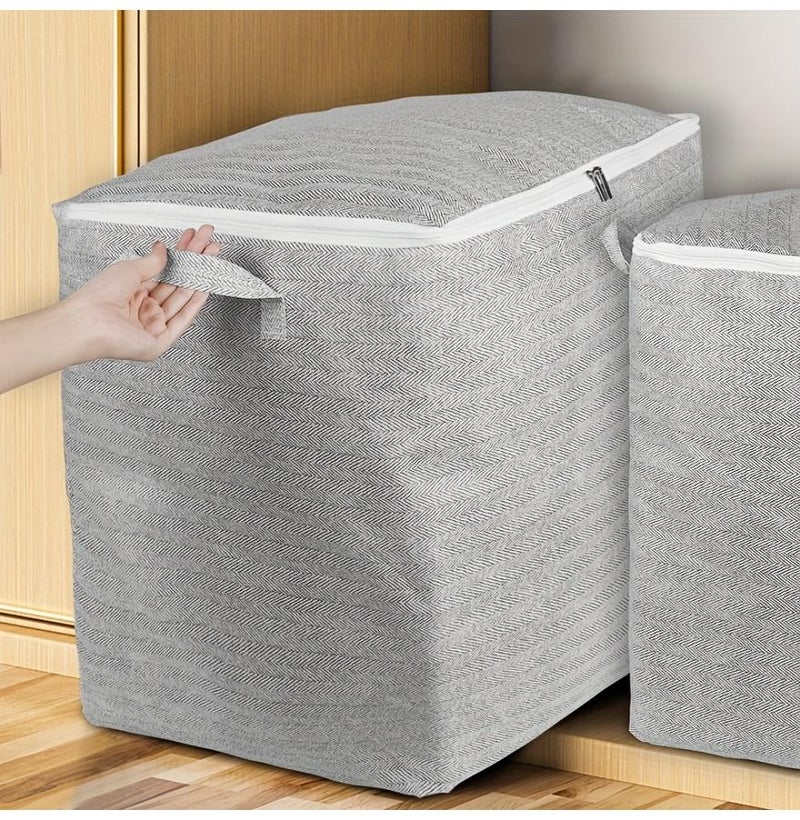 30L Large Storage Bags 2 Pack Fishbone Pattern For Clothes Quilts Under Bed Moving - Image 5