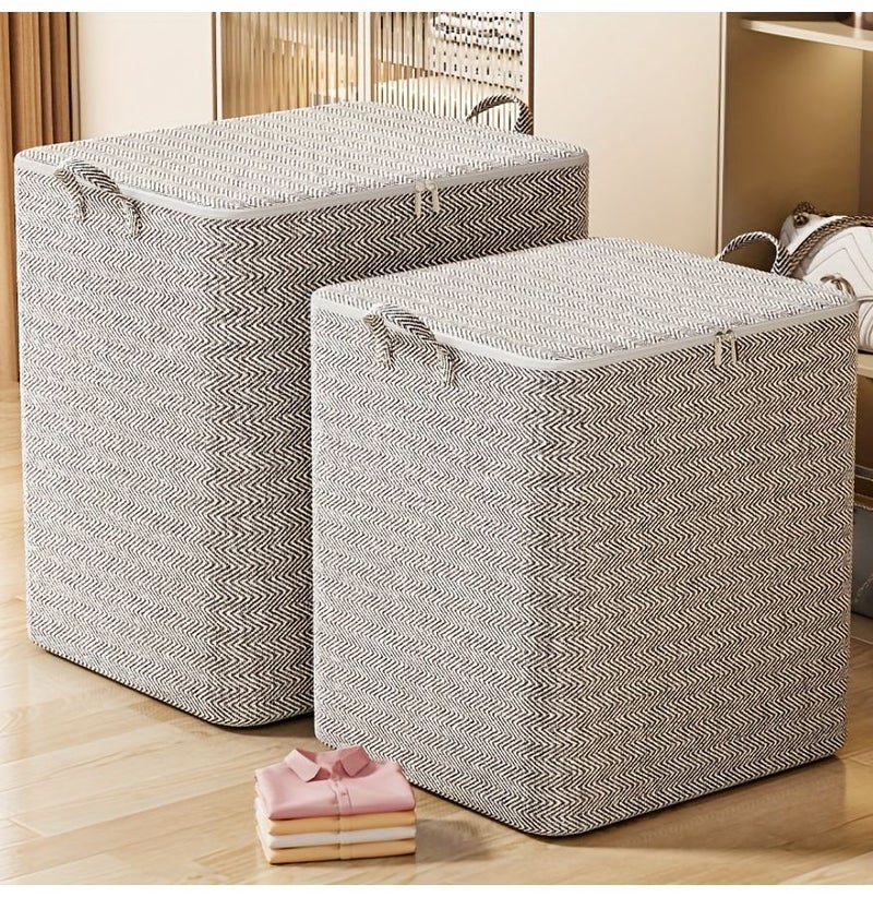 30L Large Storage Bags 2 Pack Fishbone Pattern For Clothes Quilts Under Bed Moving - Image 4