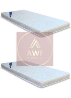 AL WADI FURNITURE Single Size Set Of 2 Medicated Mattresses Ideal For Multi Beds Or Bunk Bed Usage Comfort Back Support Reversible Use Option Polyester Fabric 90W x 200L x 10H cm - White  - Image 1