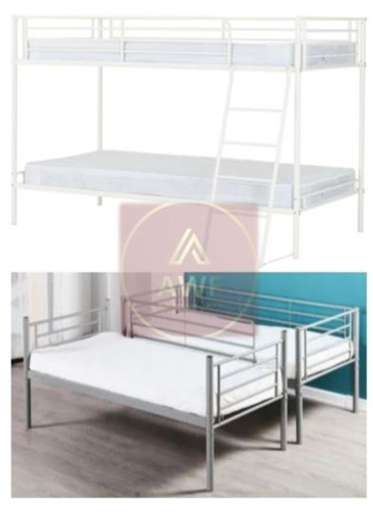 AL WADI FURNITURE - Single Size Set Of 2 Medicated Mattresses Ideal For Multi Beds Or Bunk Bed Usage Comfort Back Support Reversible Use Option Polyester Fabric 90W x 200L x 10H cm - White - Image 1