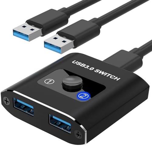 Closs USB Switch, Bi-Directional USB 3.0 Switch 2 in 1 Out/ 1 in 2 Out, USB Switcher 2 Computers Share 1 Devices for Printer, Keyboard, Scanner, Mouse, Compatible with Mac/Win/Linux - Image 1