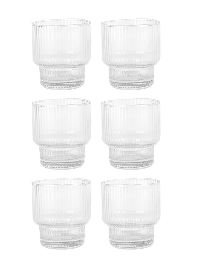 Ollieroo كؤوس تامبلر مضلعة، مجموعة من 6 كؤوس سعة 320 مل، كؤوس قهوة مثلجة، كؤوس شرب عتيقة، كؤوس ماء، كؤوس كوكتيل مزخرفة - Image 3