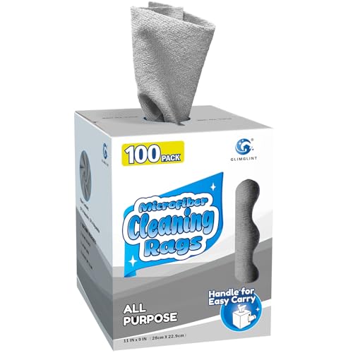 GLIMGLINT Microfiber Cleaning Cloth 100 Pack Cleaning Rags LintFree Ultra Absorbent Reusable Paper Towels for Home Kitchen Car Garage or Shop Microfiber Rags 11 x 9 Grey - Image 1