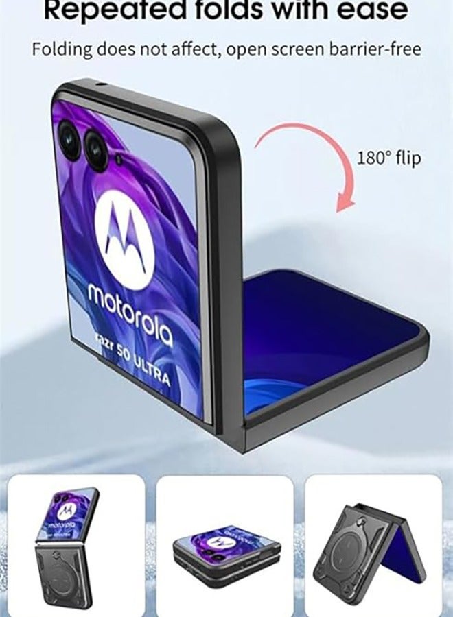 Case For Motorola Moto Razr 50 Ultra 5G with Slide Camera Cover and Stand Kickstand Magnetic Ring , High Quality Shockproof Protective Cover, Anti-Fall Drop Protection,Shockproof Case, Black - Image 4