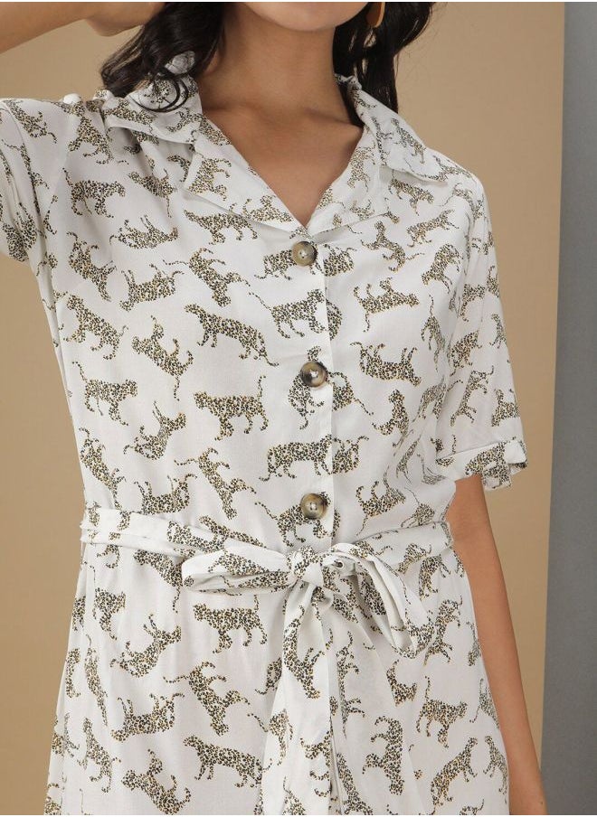Freehand Women A-Line Casual Animal Print Long Dress  - Image 5