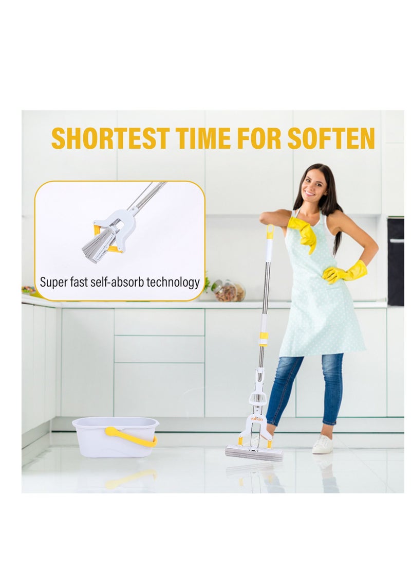 Zalcoon ZALCOON Folding Sponge Mop Head Refill 11 inches (28cm) - Set of 3 Super Absorbent PVA Sponge Refills, Compatible with Folding Self Squeeze Sponge Mop  - Image 5