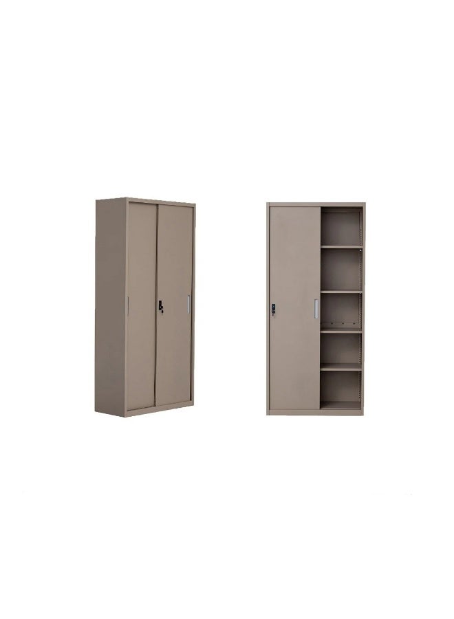 بيتي دولاب مكتبي سحاب درفتين حديد - بيج - Image 2