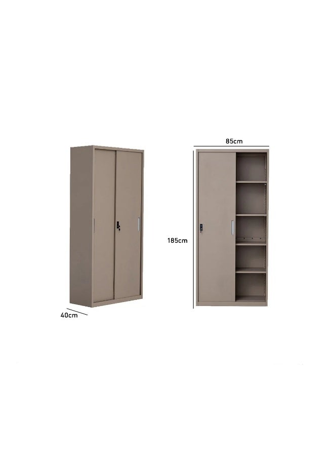 بيتي دولاب مكتبي سحاب درفتين حديد - بيج - Image 3