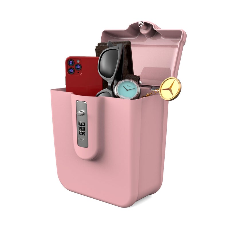 UP Security Portable Lock Box with for Beach Vacation Cruise Essentials 2025, Small Pink Safe for Travel, College Dorm, Combination Lockbox for Cash, Pistol, Medicine, Phone, Personal Beach Safe Box - Image 1
