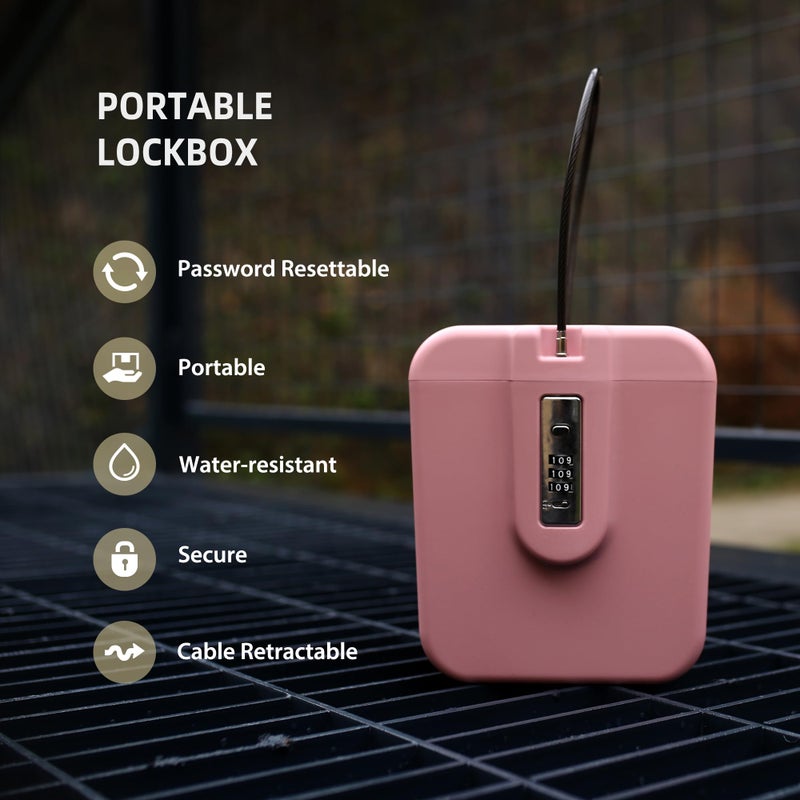 UP Security Portable Lock Box with for Beach Vacation Cruise Essentials 2025, Small Pink Safe for Travel, College Dorm, Combination Lockbox for Cash, Pistol, Medicine, Phone, Personal Beach Safe Box - Image 3