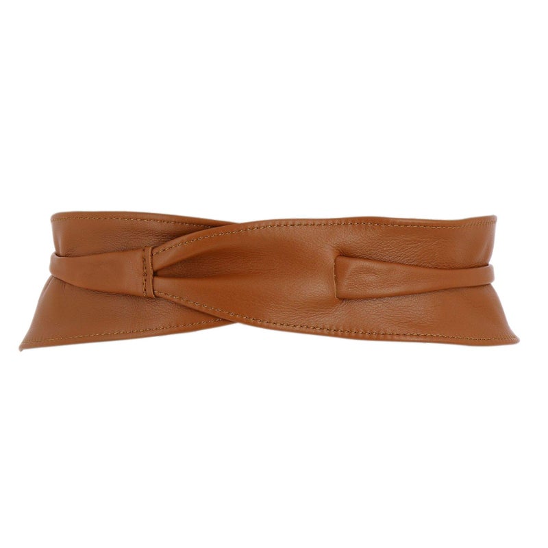 FASHIONGEN - Woman Italian leather Obi belt, CASSIANE - Camel, S-M - Image 2